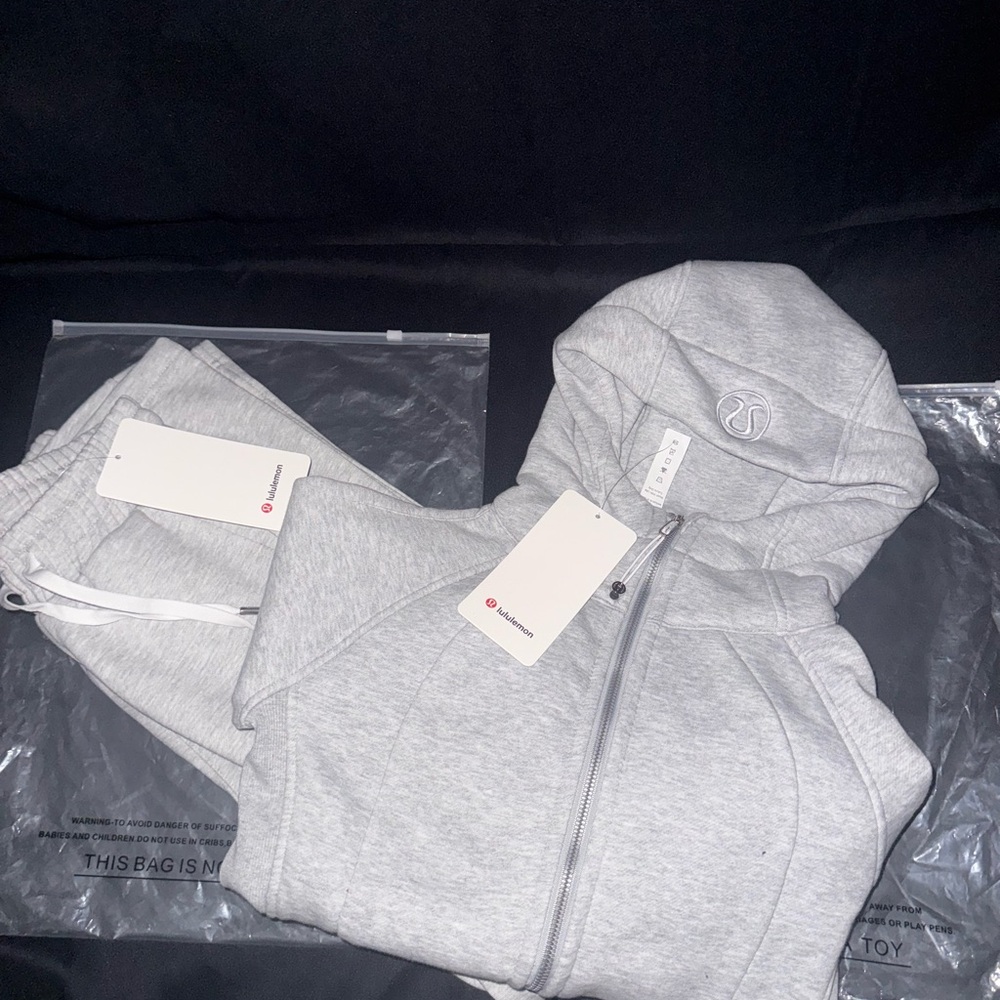 Lululemon Athletica Light Gray Hoodie and Joggers Set